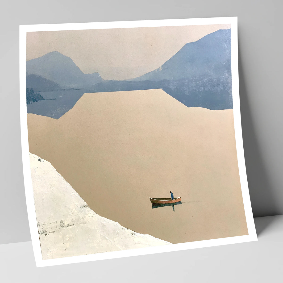 Lone Rower on an Ochre Lake lake district lake art print