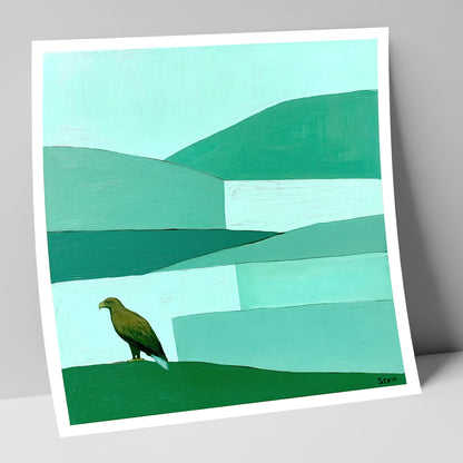 Golden Eagle Over Teal Fells lake district wildlife art print