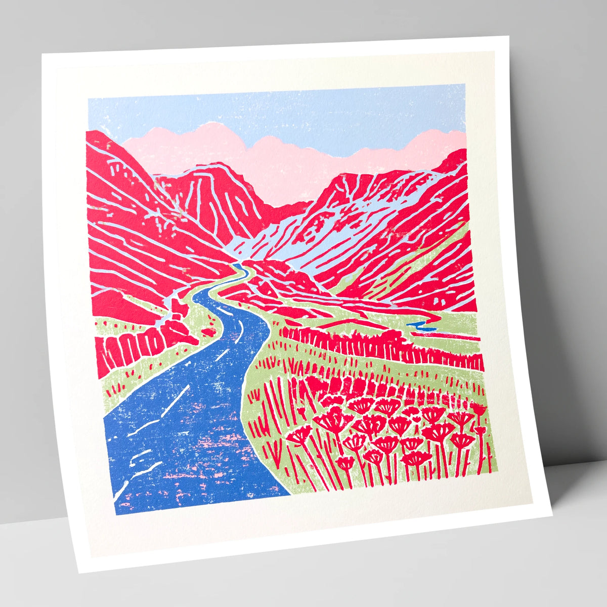 Red Fells Over Hardknott Pass lake district valley art print