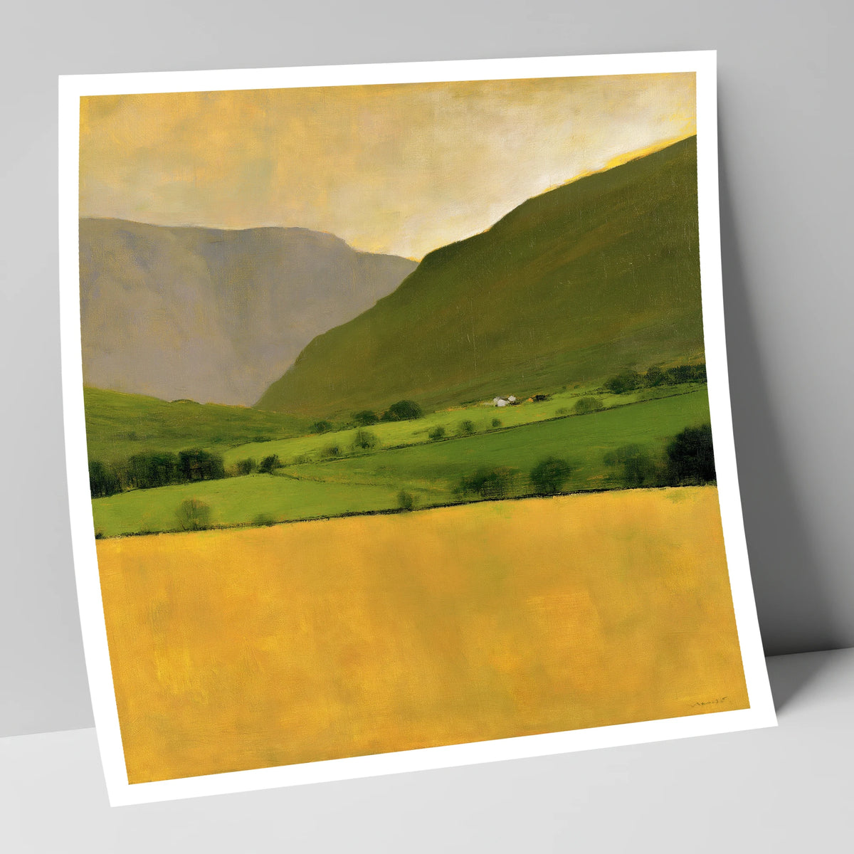 Golden Field Below the Fells lake district valley art print