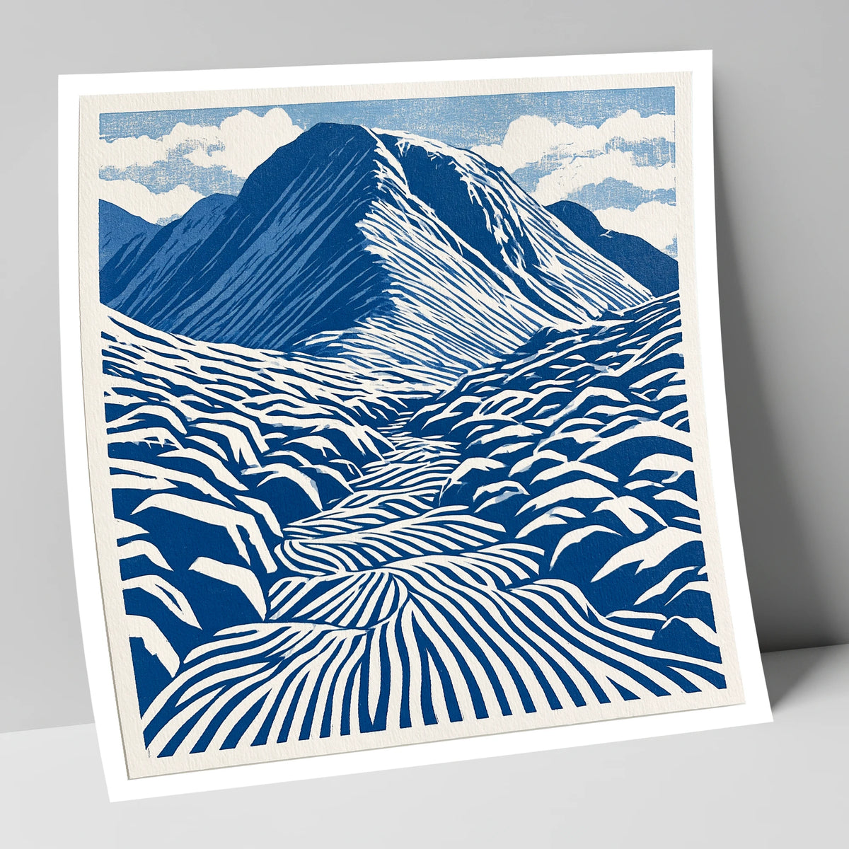 Bold Blue Great Gable lake district fell art print