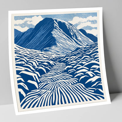 Bold Blue Great Gable lake district fell art print