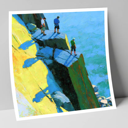 High Crag Climbers in Bright Sun lake district walking art print