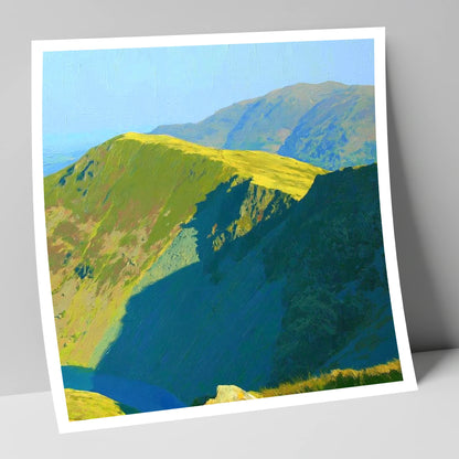 Sunlit Ridge on Middle Dodd lake district fell art print