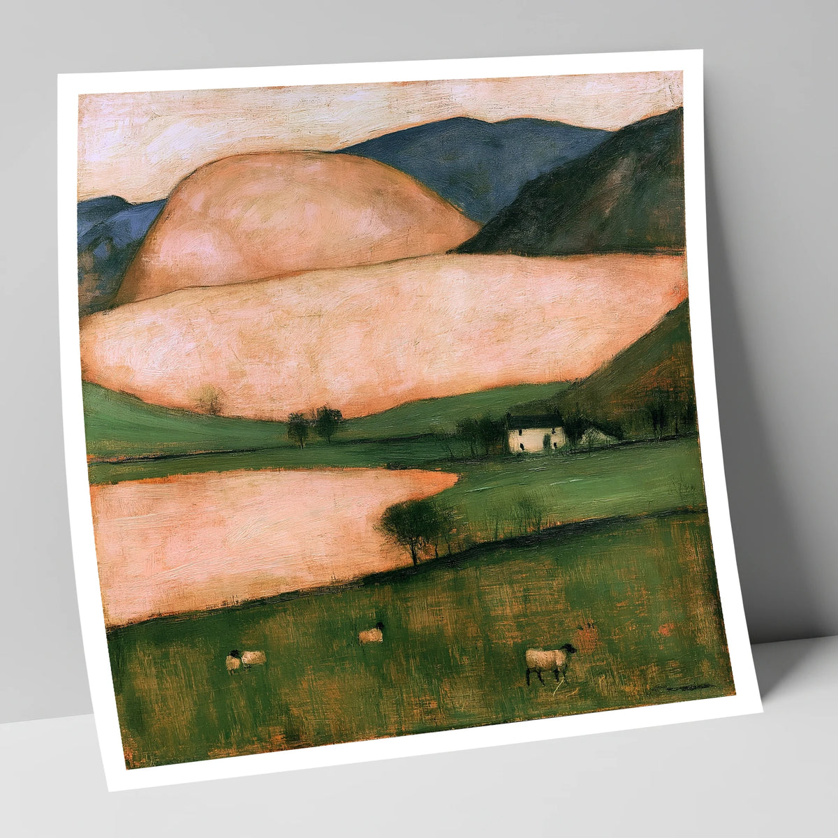 Peach Fells And Valley Farm lake district sky art print