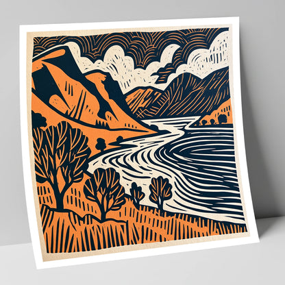 Rhythmic Ullswater Fells and Water lake district lake art print