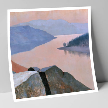 Ullswater in Soft Peach Light lake district lake art print