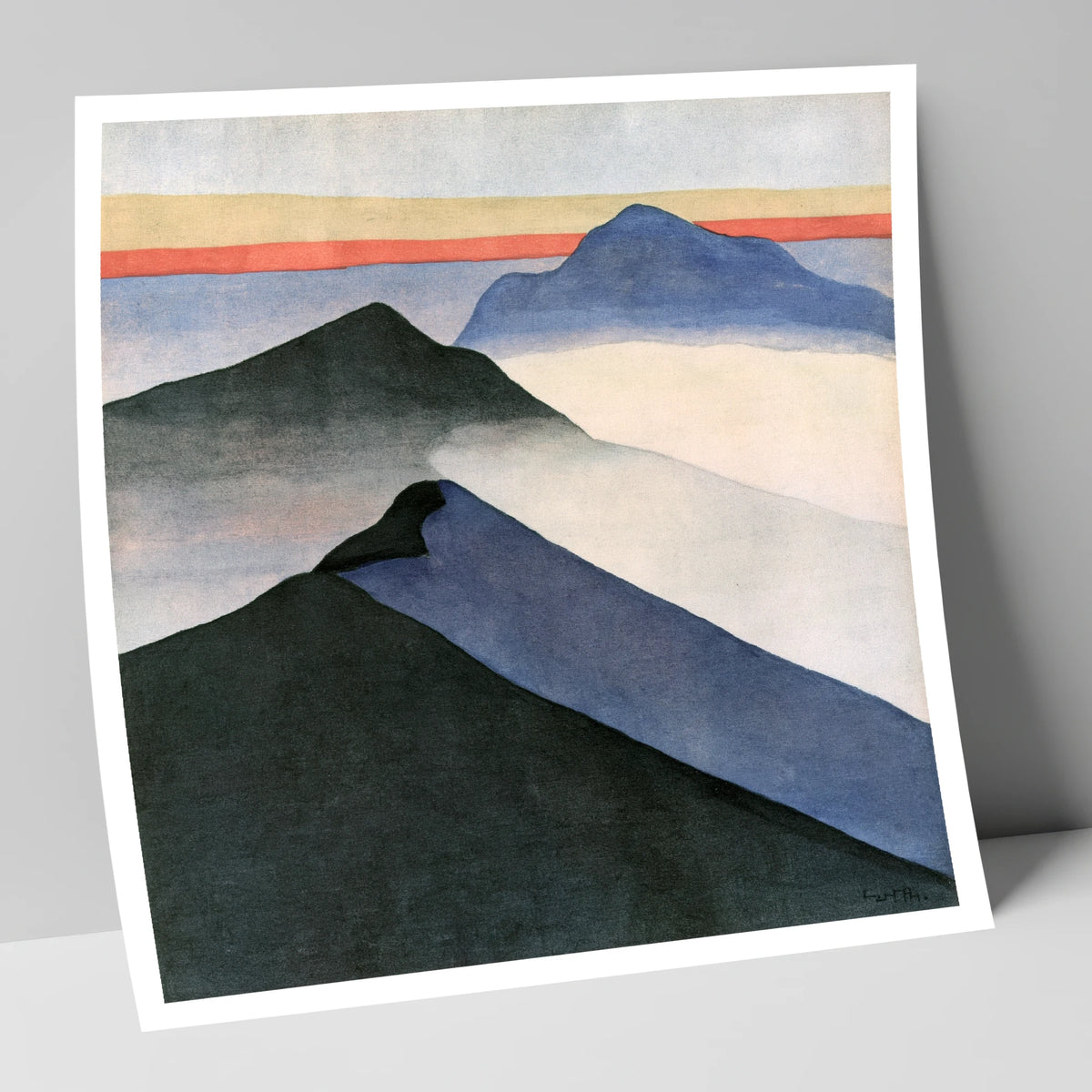 Mountain Ridge Under Terracotta Sky lake district fell art print