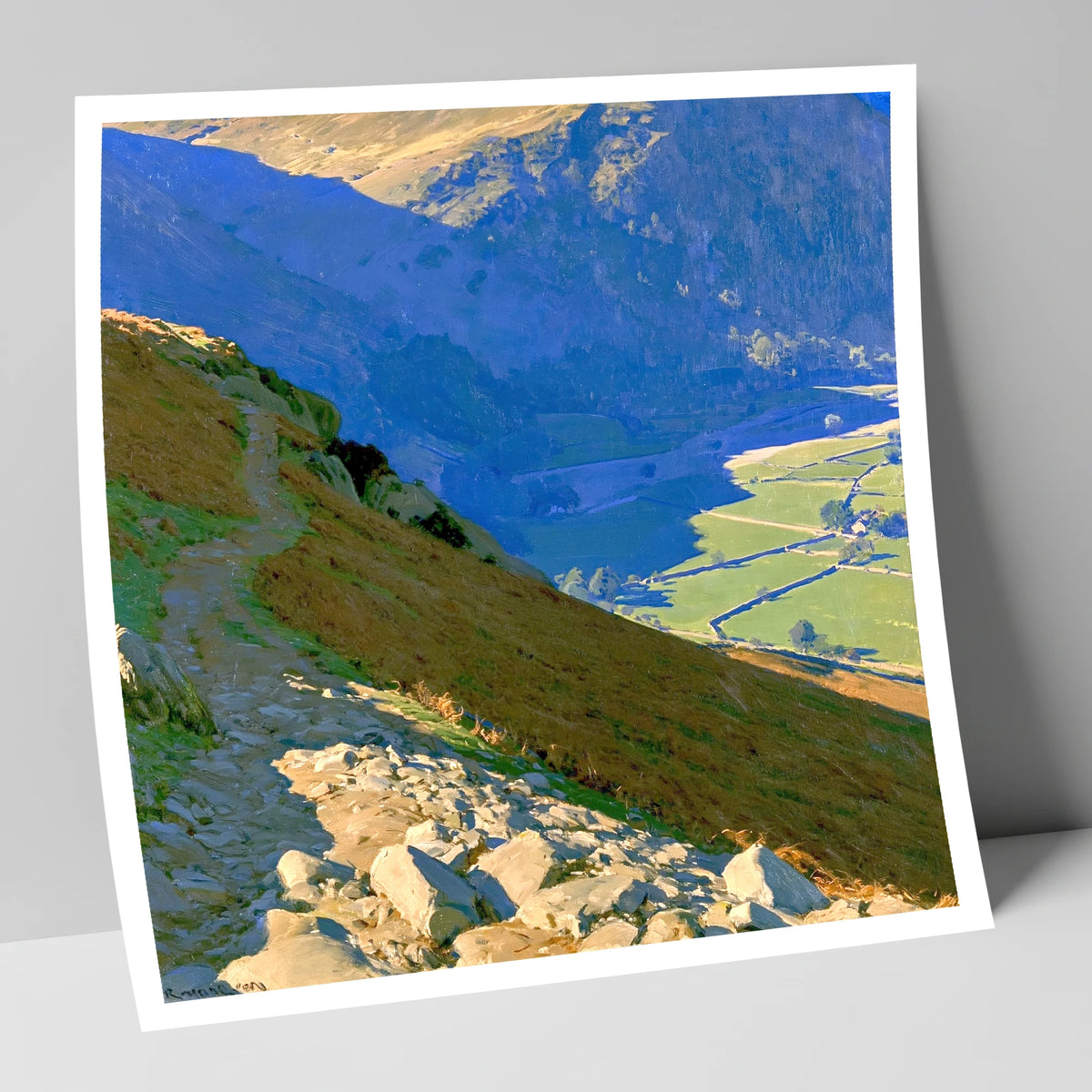 Stony Descent to Patterdale Valley lake district village art print