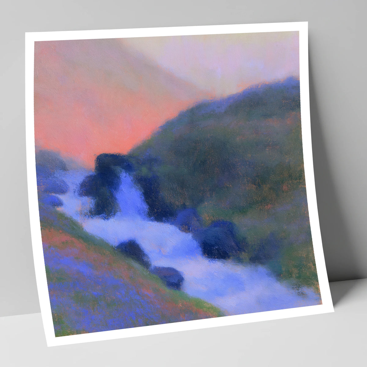 Fellside Beck in Peach Twilight lake district waterfall art print