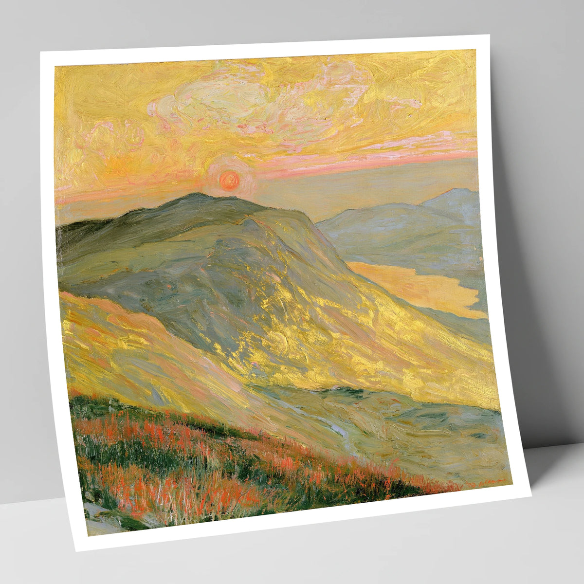 Golden Sunset From the Summit lake district fell art print
