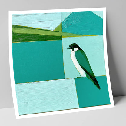 Peregrine Falcon Against Teal Fells lake district wildlife art print