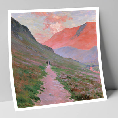 Fell Walkers in Pink Sunset lake district walking art print
