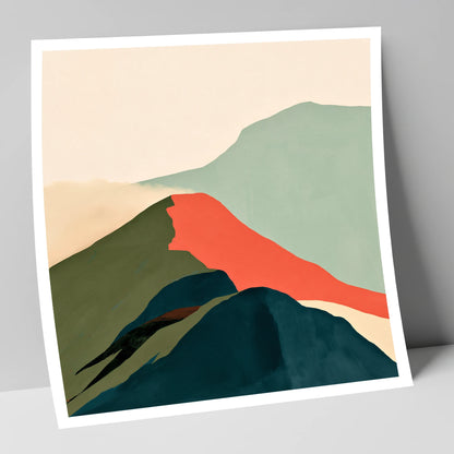 Bold Terracotta Mountain Ridge lake district fell art print