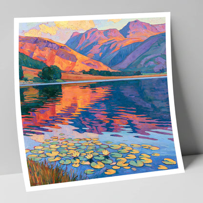 Amber Sunset Over Lily Tarn lake district lake art print