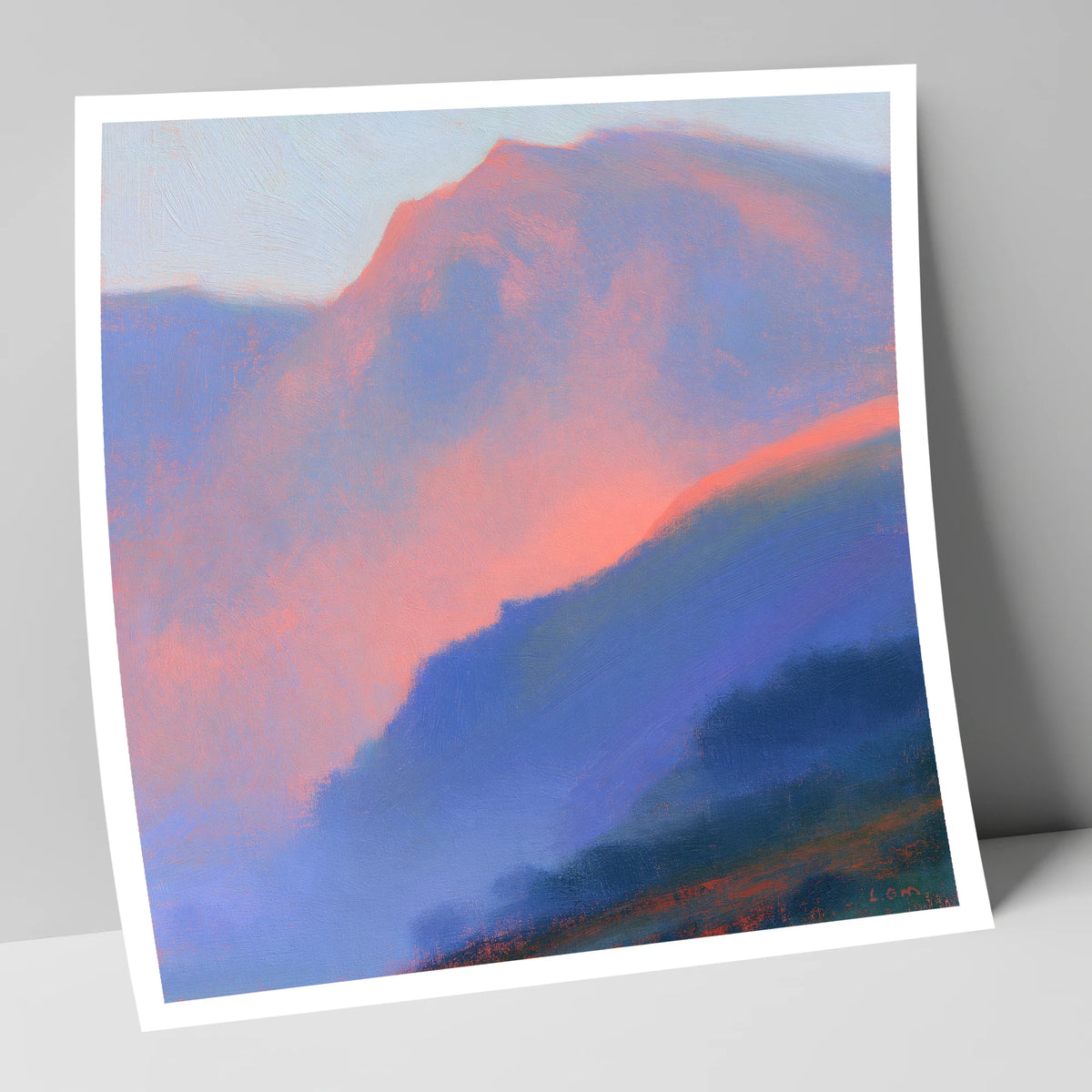 Pink Evening Light Over Fells lake district sky art print