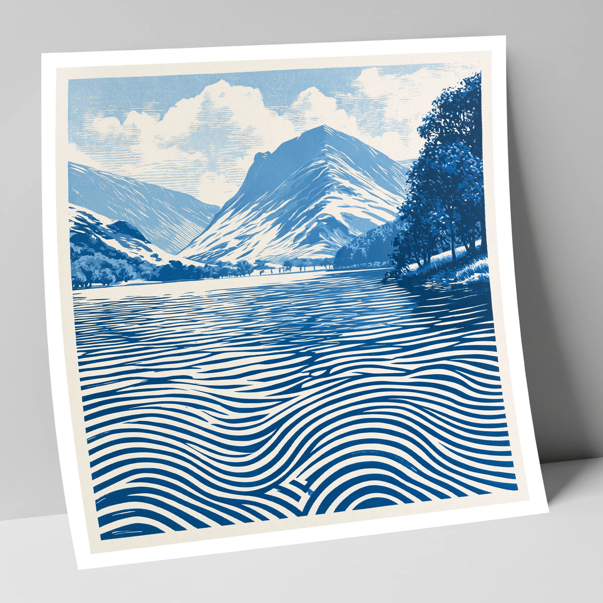 Buttermere in Cobalt Blue lake district lake art print