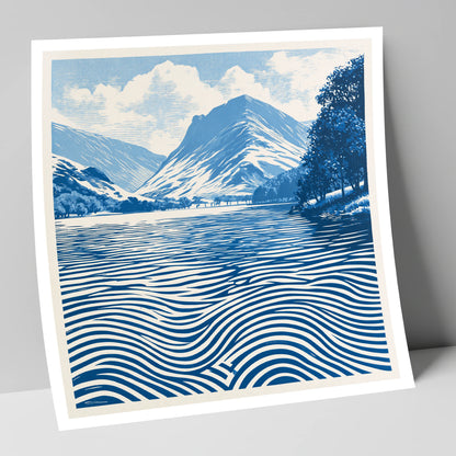 Buttermere in Cobalt Blue lake district lake art print