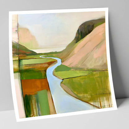 Azure Winding River Valley lake district waterfall art print