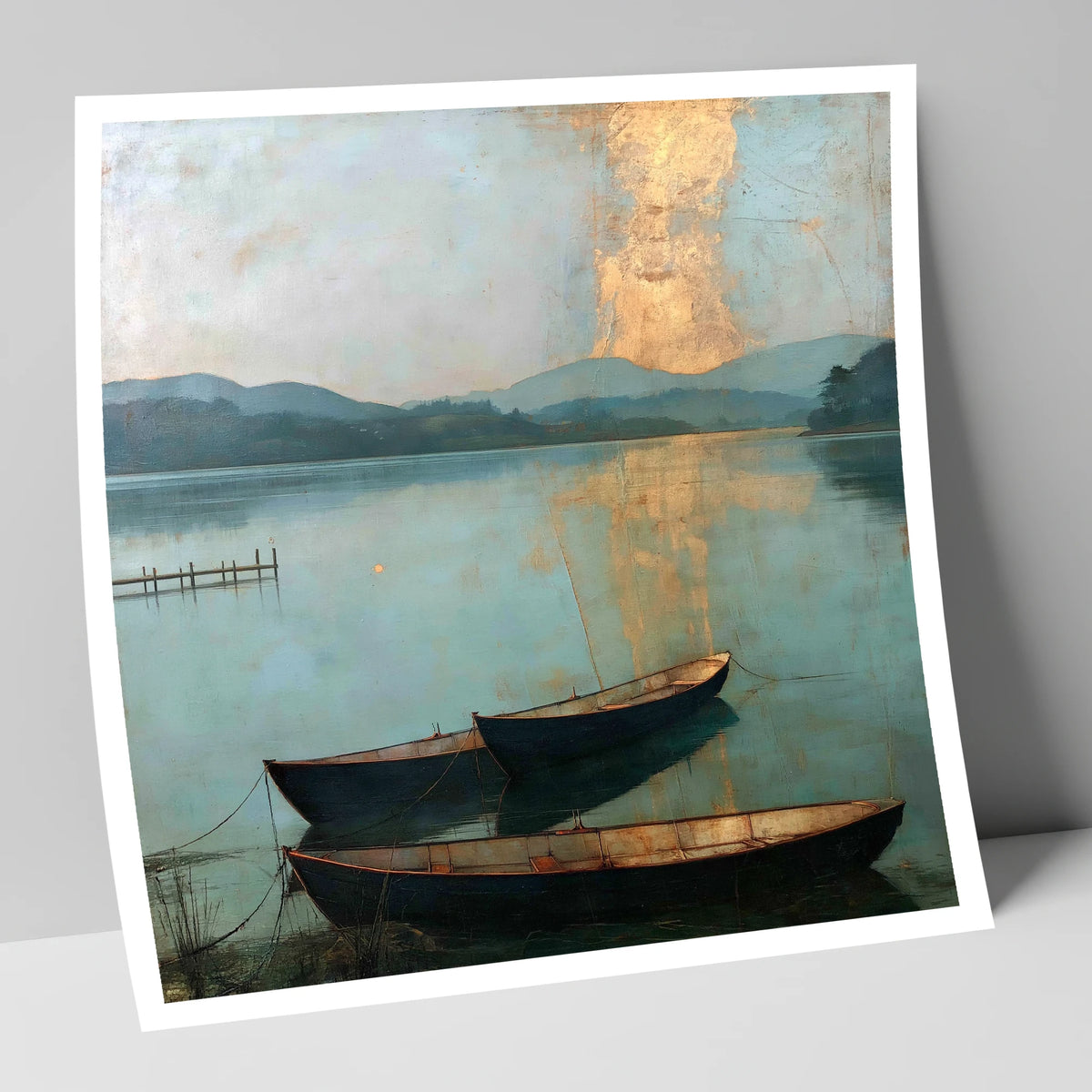Golden Light over Windermere Boats lake district lake art print