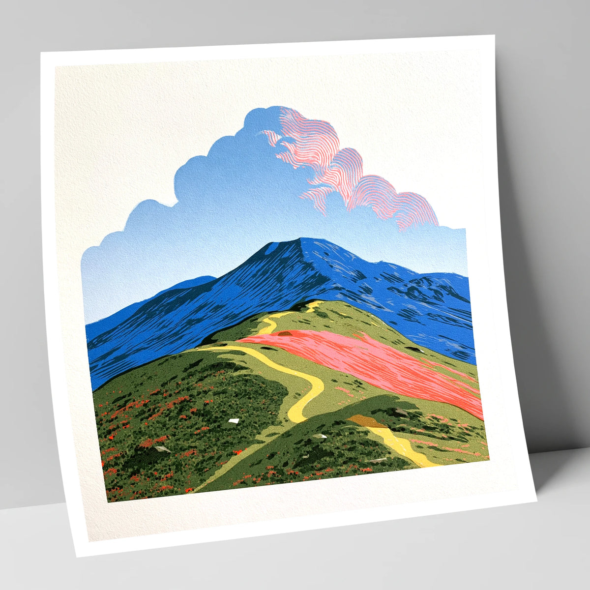 Yellow Path Over Rolling Fells lake district fell art print