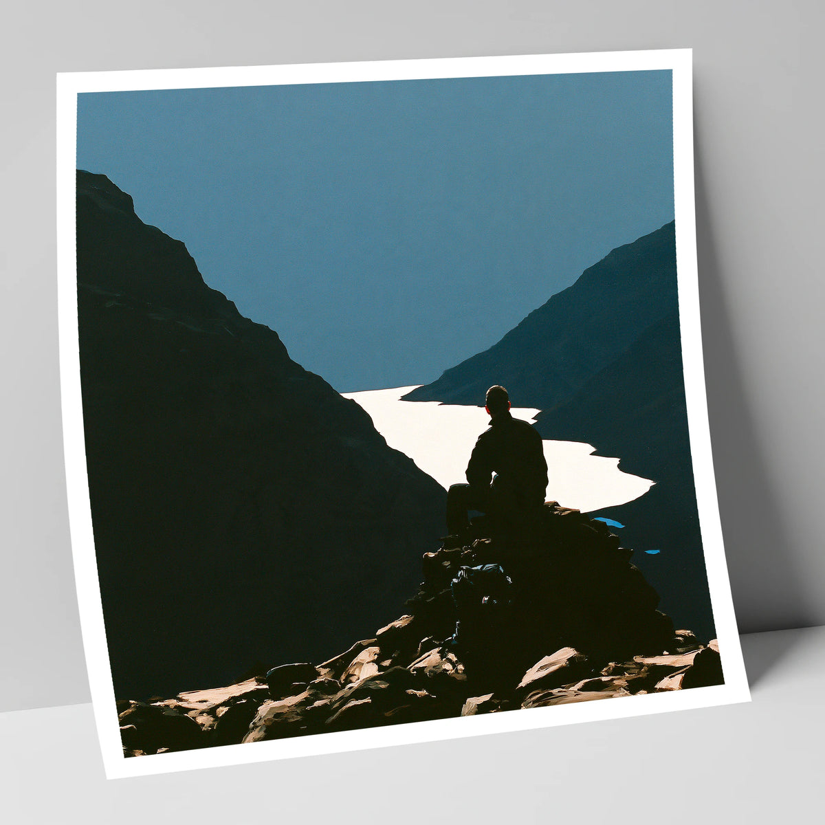 Walker Silhouette on Great Gable lake district fell art print