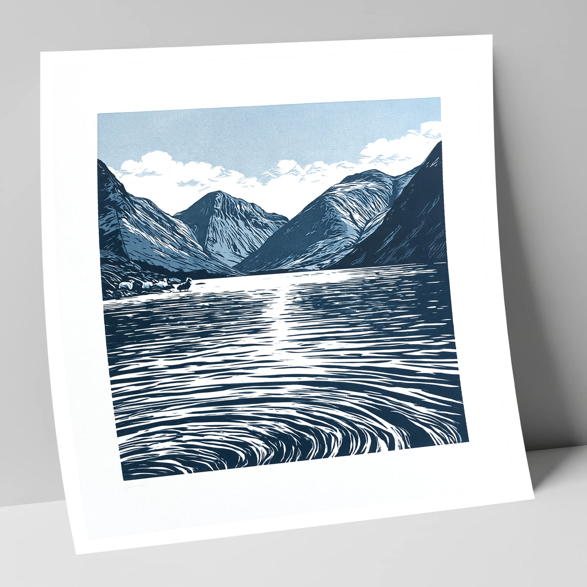 Wastwater Fells in Deep Navy lake district lake art print