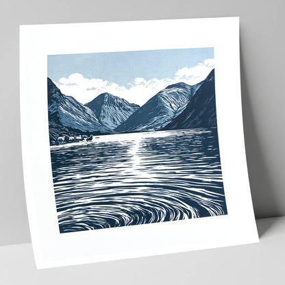 Wastwater Fells in Deep Navy lake district lake art print