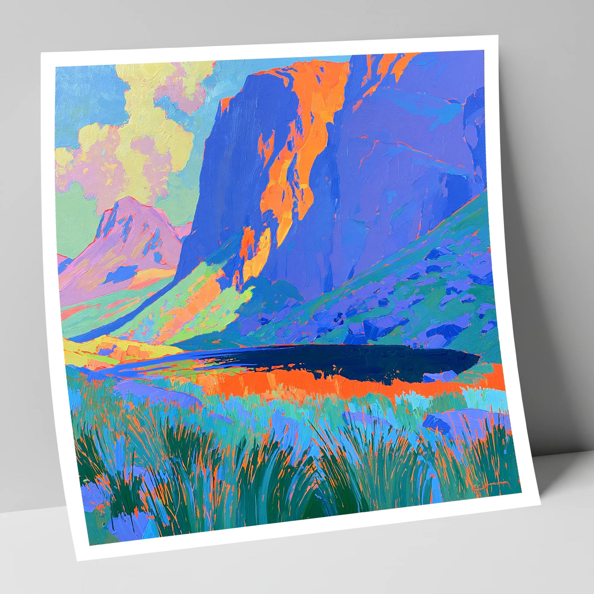 Vibrant Pavey Ark over Stickle Tarn lake district fell art print