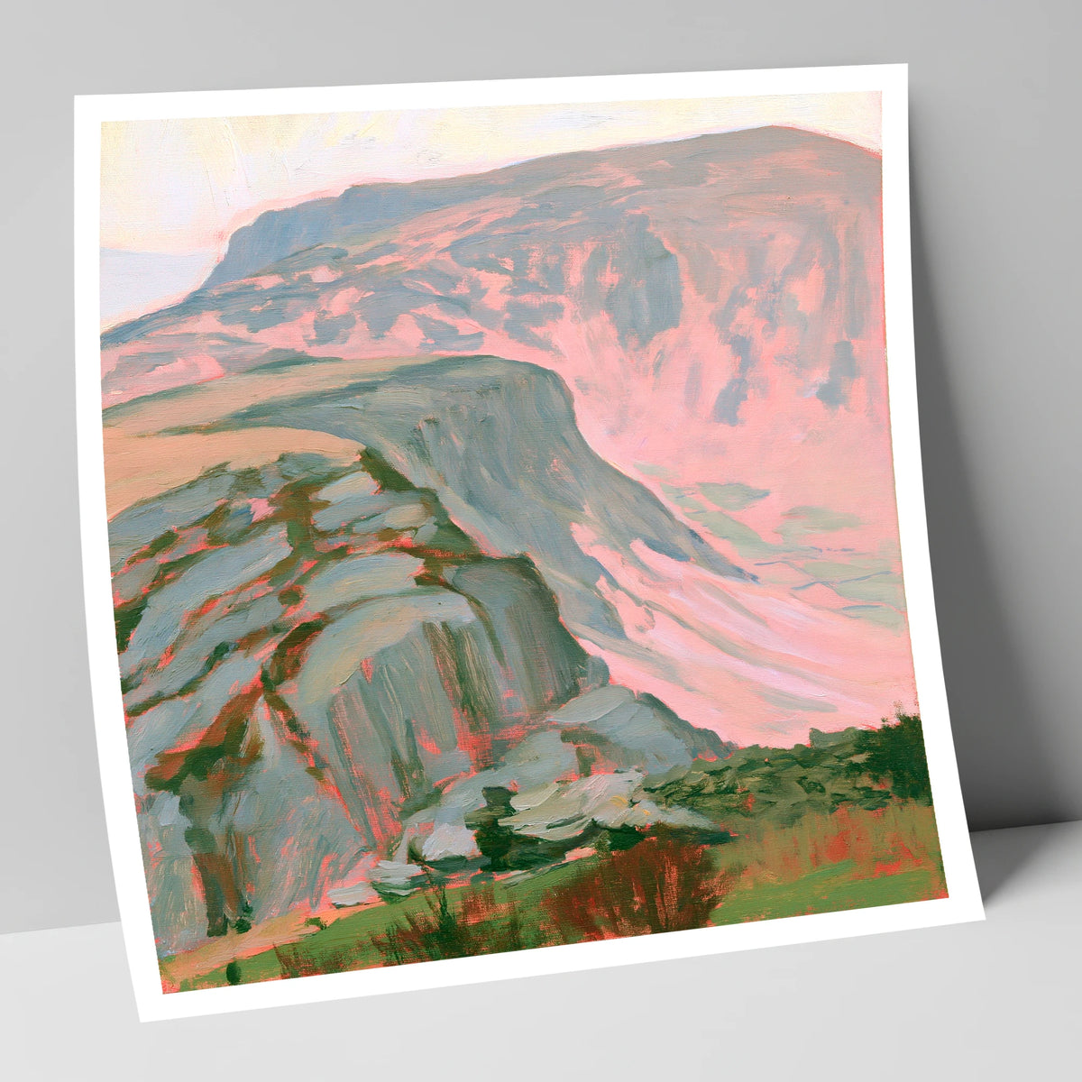 Pastel Pink Mountain Ridge lake district fell art print