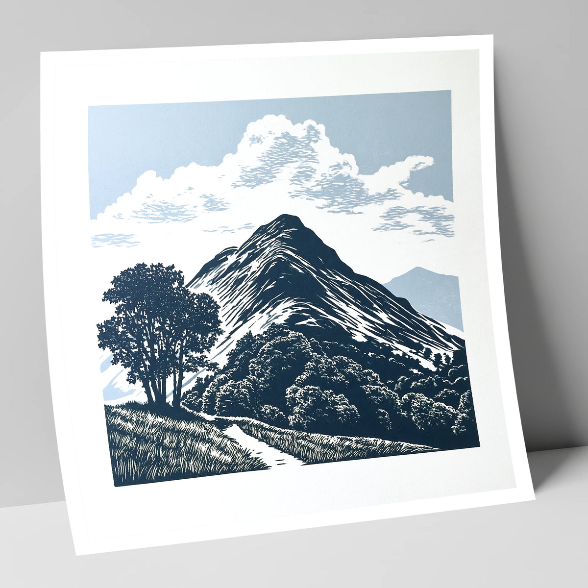 Catbells Fell in Deep Navy lake district fell art print