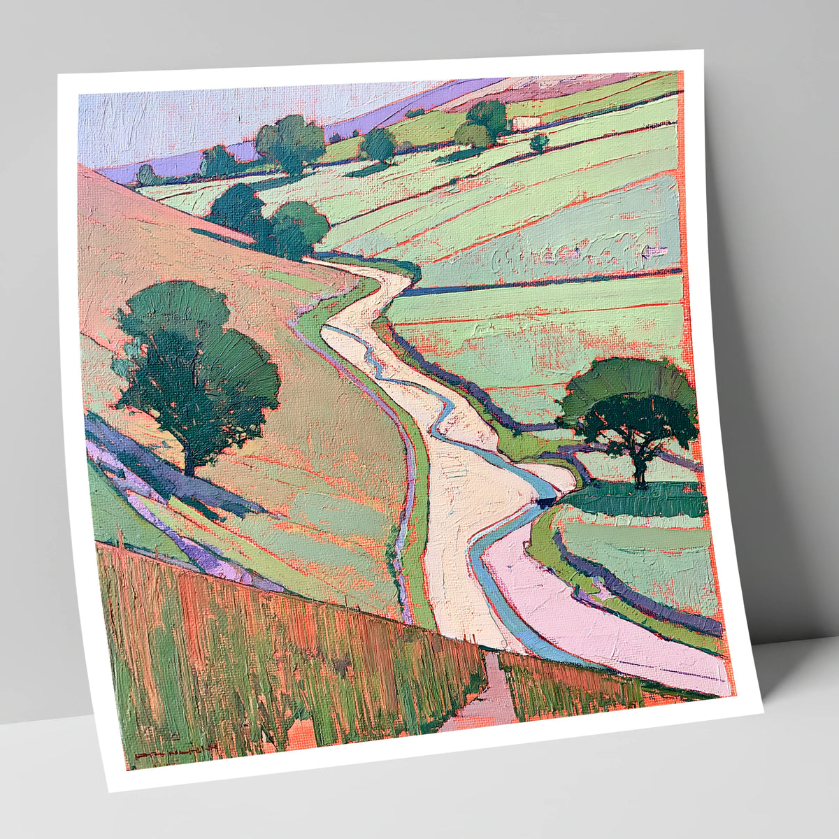 Winding River In Pastel Valley lake district waterfall art print