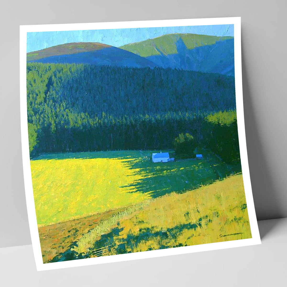 Sunlit Farm Under Whinlatter Forest lake district fell art print