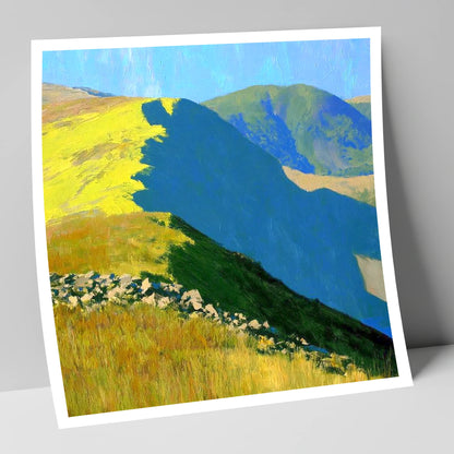 Vibrant Sunlight on Yoke Ridge lake district fell art print