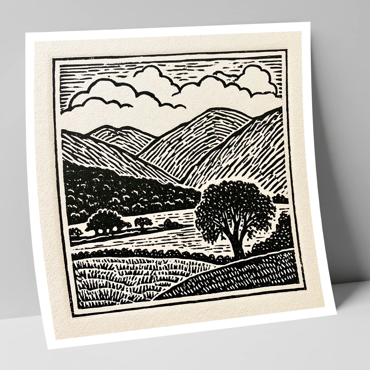 Borrowdale Fells In Striking Monochrome lake district valley art print