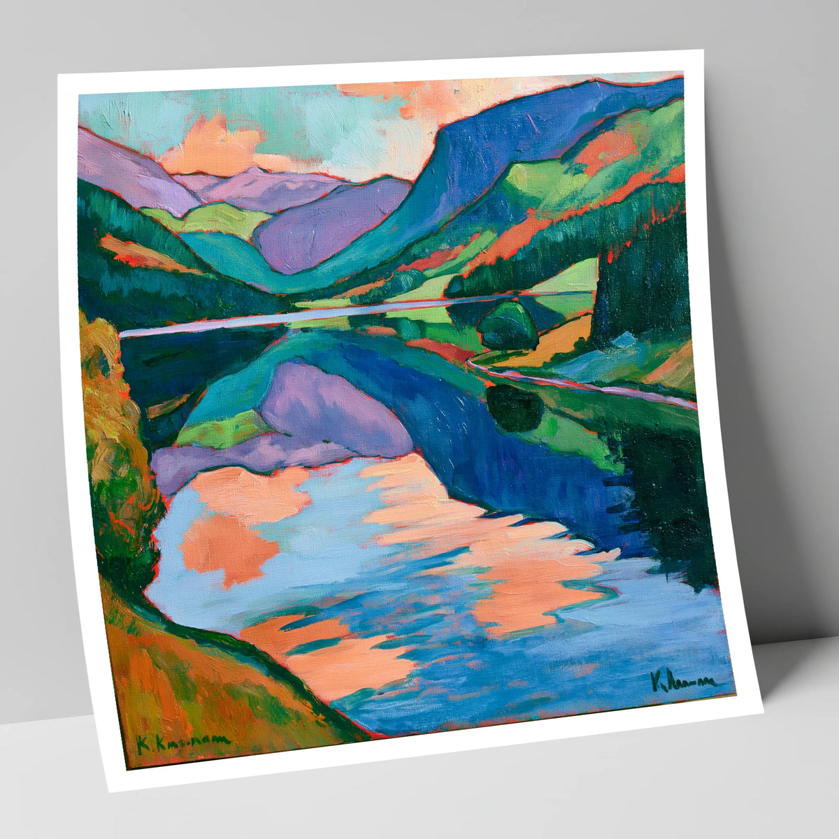 Sunset Glow on Calm Lake Reflections lake district lake art print