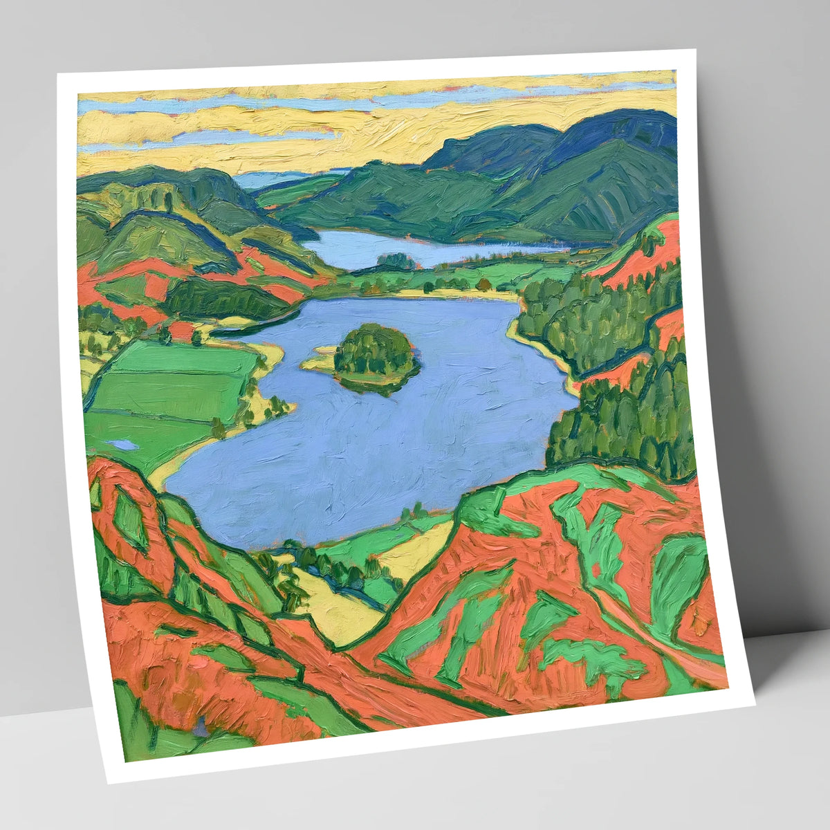 Vibrant Grasmere Over Red Bracken lake district lake art print