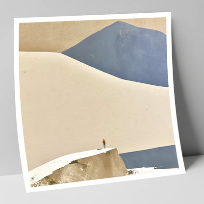 Lone Hiker Against Blue Fells lake district walking art print