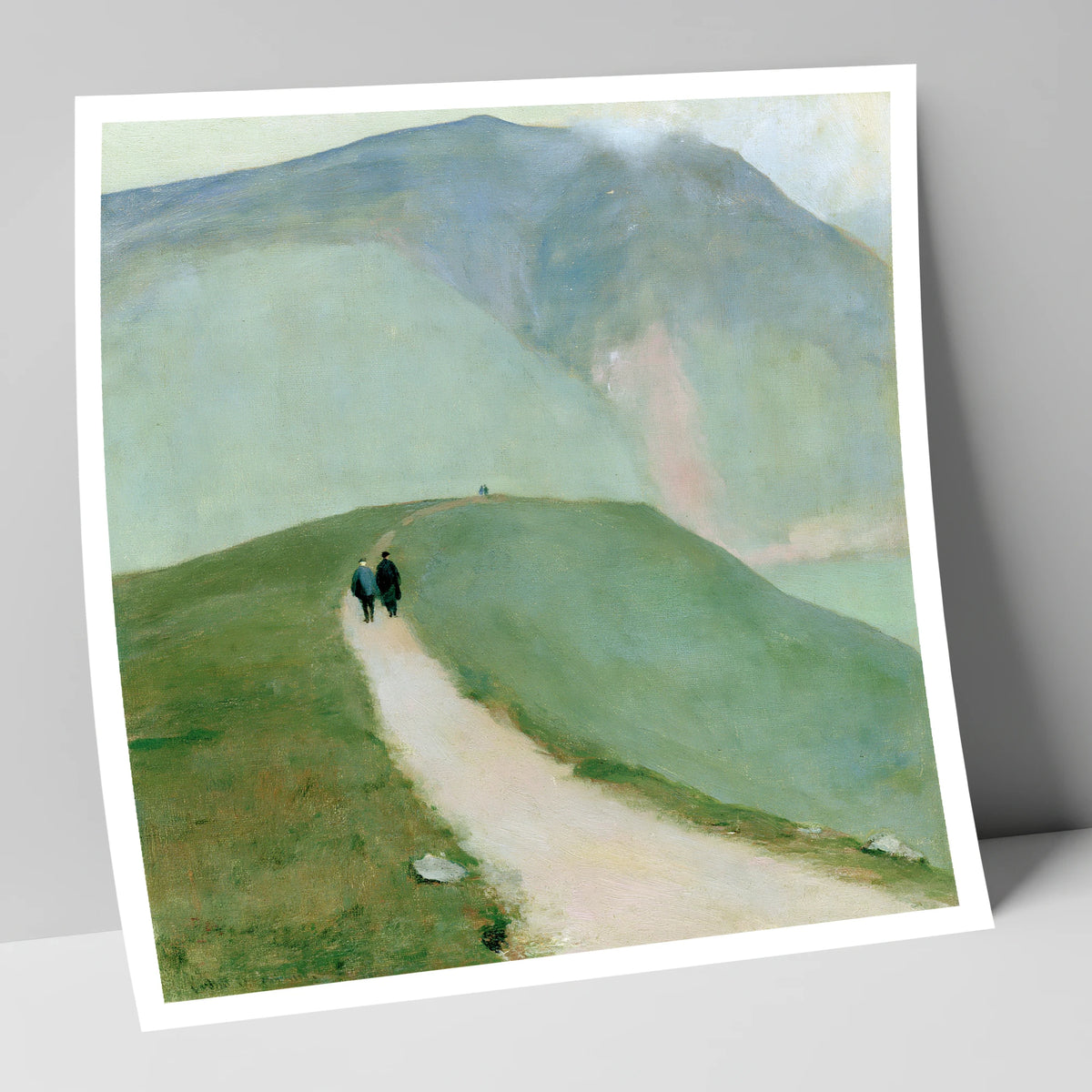 Walkers on a Hazy Fell Path lake district walking art print