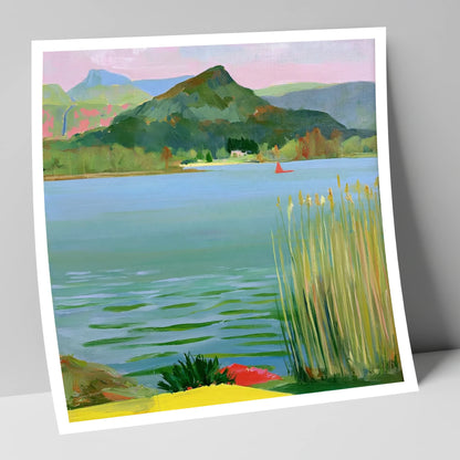 Vibrant Reeds on Grasmere Water lake district lake art print