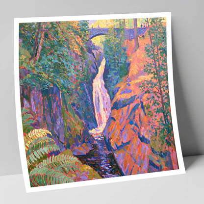 Vibrant Aira Force Waterfall lake district waterfall art print