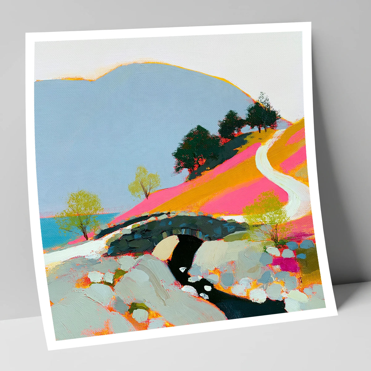 Bold Colours at Ashness Bridge lake district waterfall art print