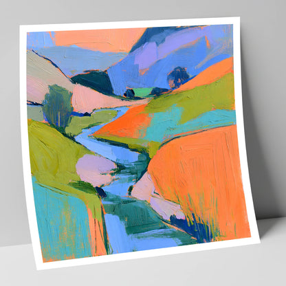 River Valley in Vivid Colour lake district waterfall art print