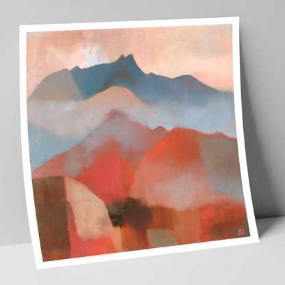 Terracotta and Slate Mountain Ridge lake district fell art print
