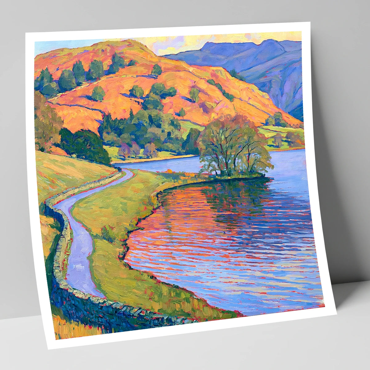 Sunlit Path Beside Rydal Water lake district lake art print