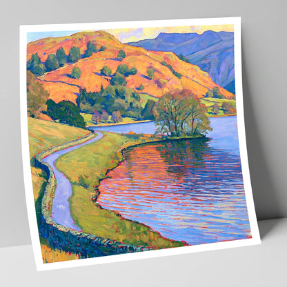 Sunlit Path Beside Rydal Water lake district lake art print
