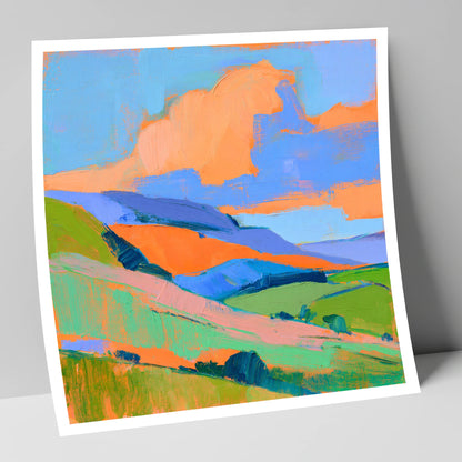 Orange Clouds Over Rolling Fells lake district fell art print