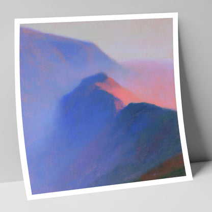 Pink Twilight on Misty Ridge lake district fell art print