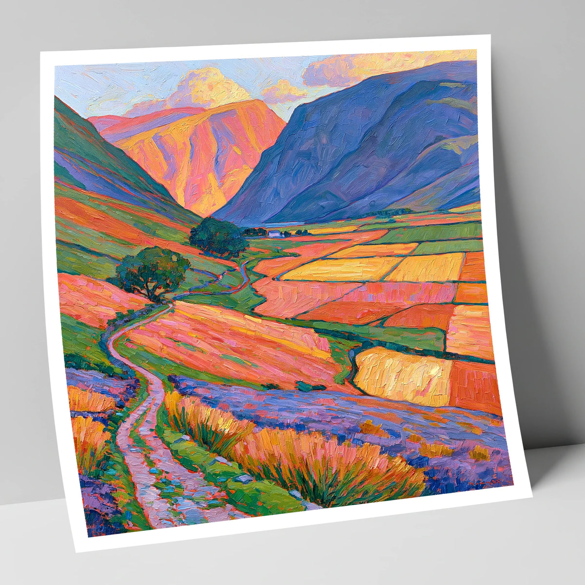 Sunlight on Patchwork Valley Fields lake district valley art print