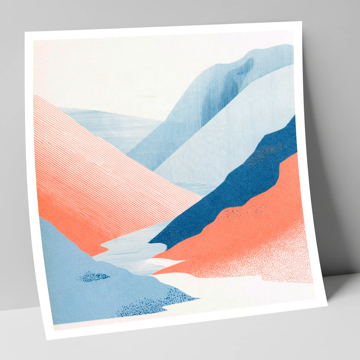 Kirkstone Pass in Blue and Coral lake district valley art print